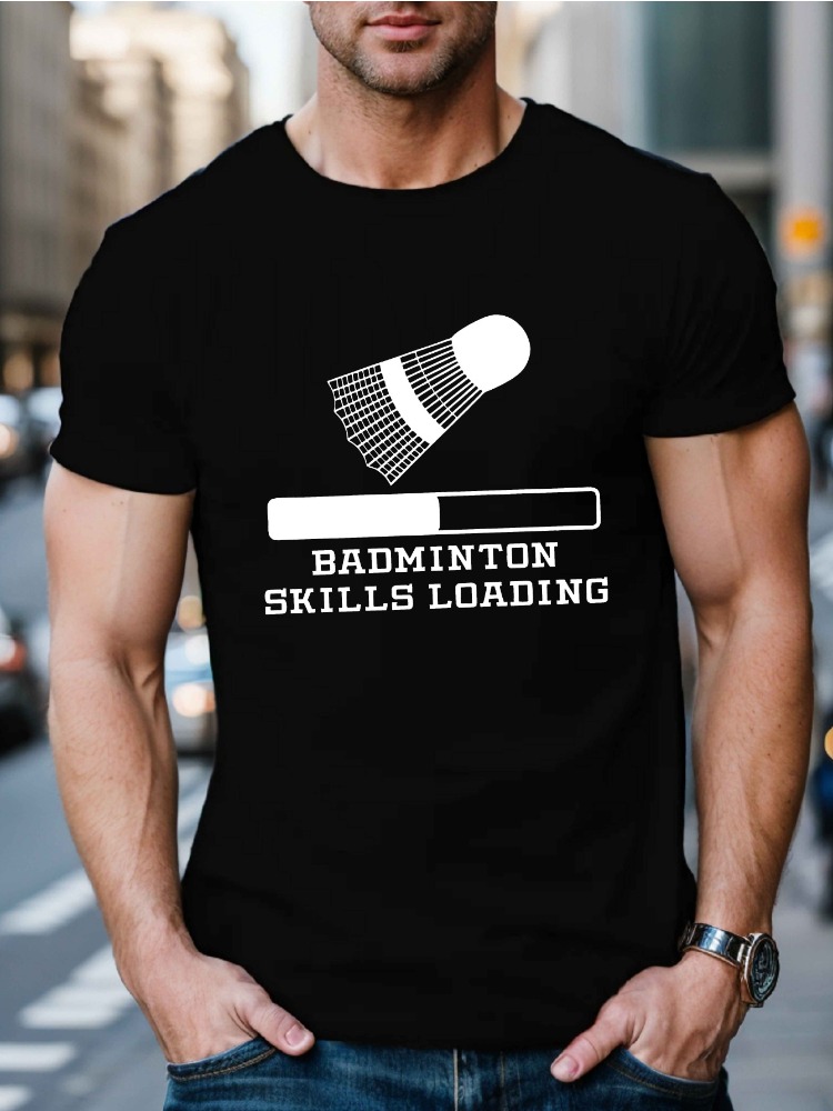 Badminton Shuttlecock - Heren Sportkatoenen T-shirt met korte mouwen